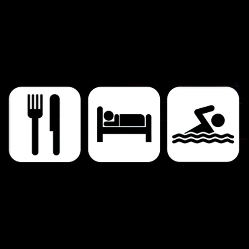 16.3CM*5.3CM Interesting Eat Sleep Swim Vinyl Decal Car Sticker Black/Silver Silhouette Decor S9-0689