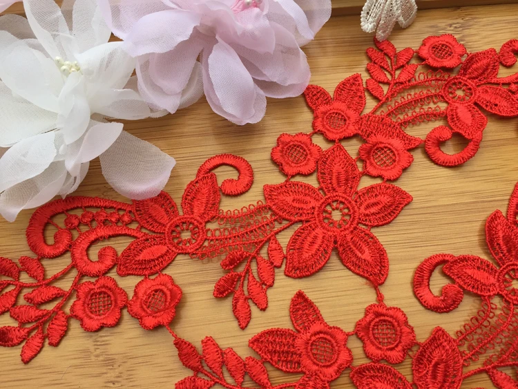 Polyester Embroidery Venise Collar Lace Flowers Neckline Applique, Trim Lace Fabric, Sewing Supplies, 4 PCs/Lot