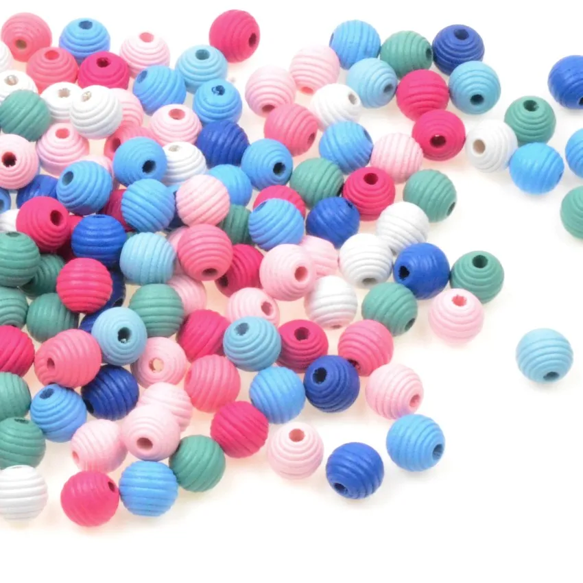 MIAOCHI DIY 60pcs Thread Beehive Wooden Beads For Jewelry Making Crafts Kids Toys Teething 14*13mm Spacer Beading Beads