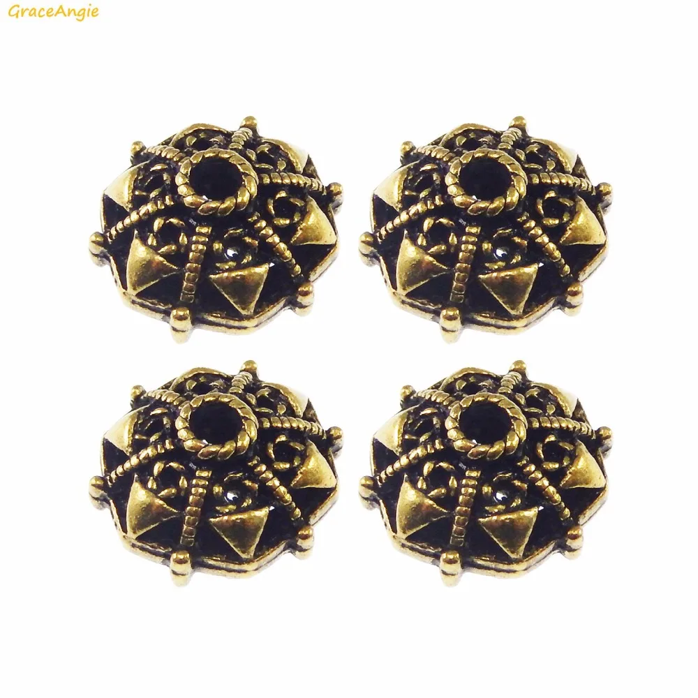 GraceAngie 10pcs Vintage Style Spacer Beads Metal Antique Bronze Handmade Loose Beads DIY Crafts Jewelry Bracelet Findings