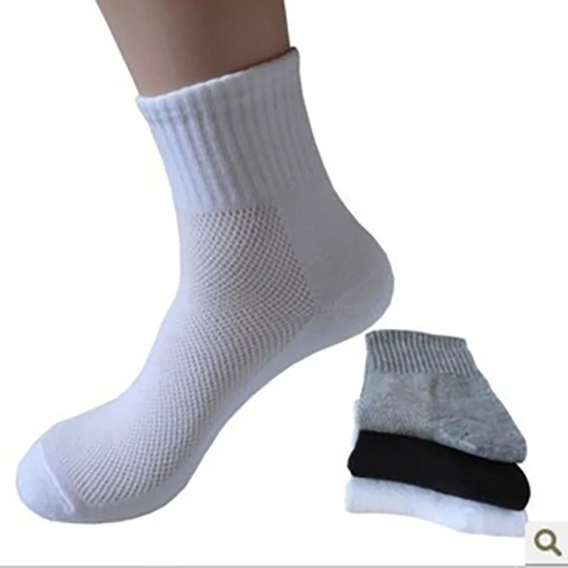 20pcs = 10 Pairs Summer Men\'s Socks Mesh Breathable Business Cotton Male White Black Gray Fashion Casual Socks