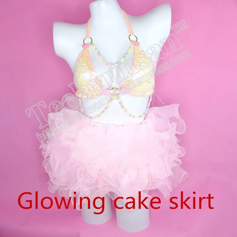 LED Princess Dress COSplay activity Light band lamp Cake dress suit Stage makeup Rabbit girl's super short beauty skirt