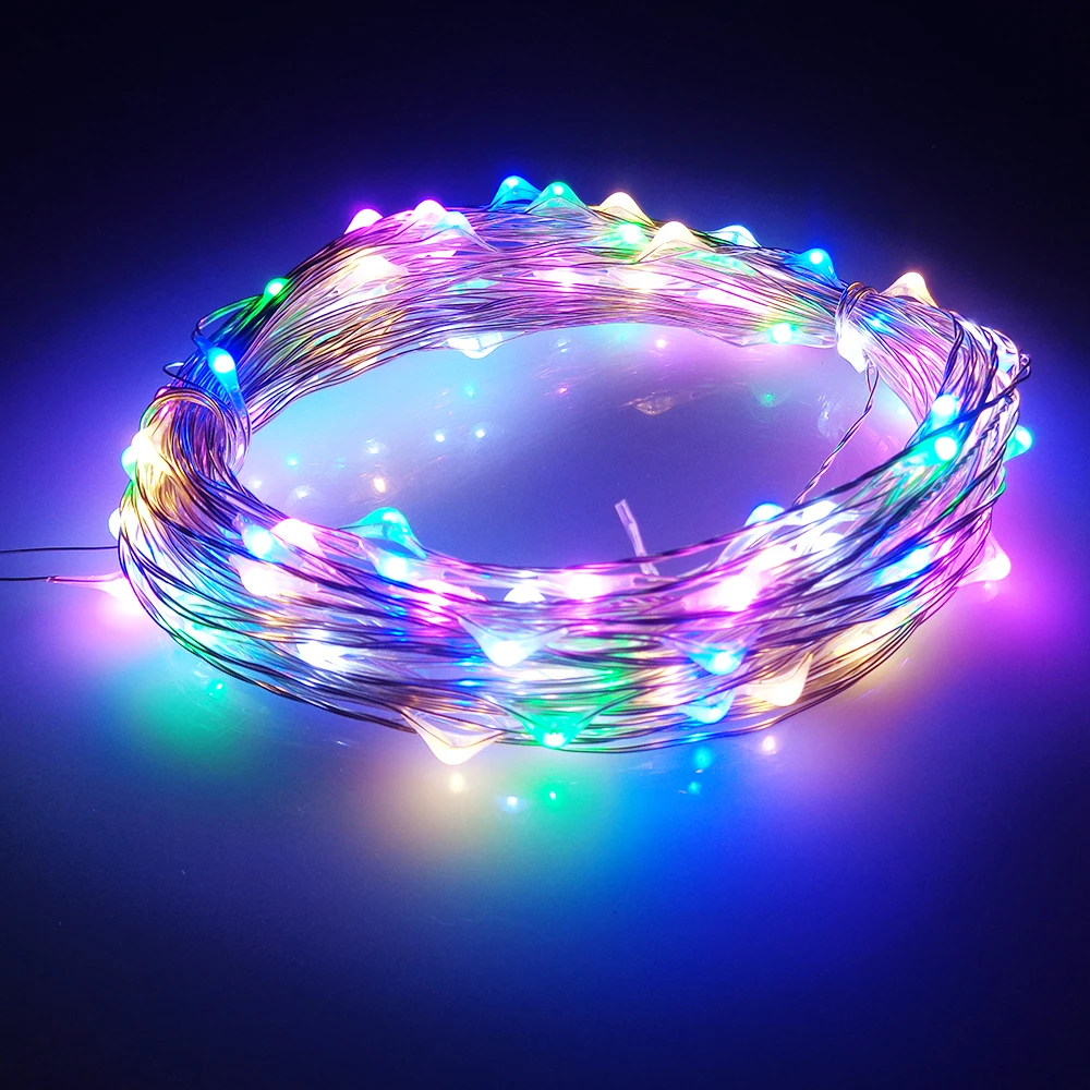 LED String Light 10M 100leds Silver Wire Fairy Lights with 1A 12V Power Adapter Christmas New Year Wedding Decoration Lights