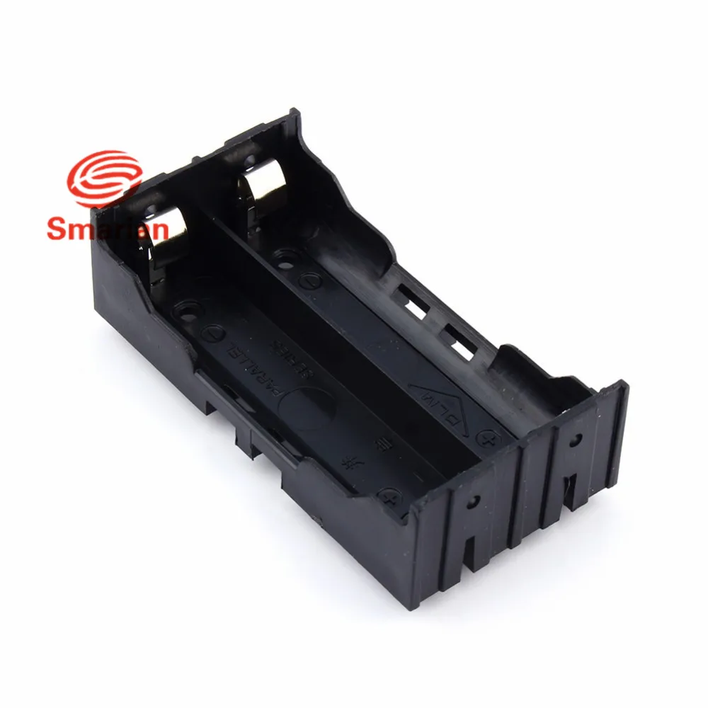 2PCS Plastic DIY 18650 Lithium Battery Box Two Sections In Parallel For 2 x 18650 Box Holder Black With Wire Lead