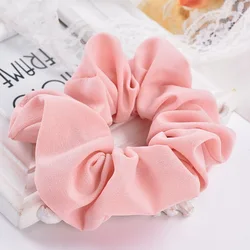 New Women Solid Flower Hair Scrunchies Headwear Ponytail Holder Hair Ties Ropes Elastic Hair Bands Large intestine