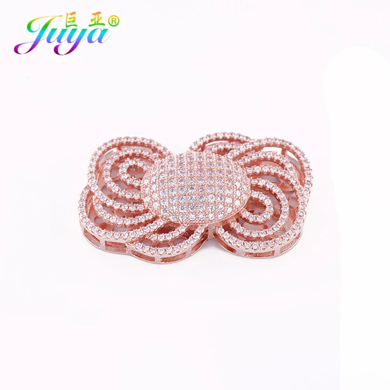 Micro Pave Zircon Hollow Flower Connectors Accessories For Women Pearls Necklace Bracelets DIY Making