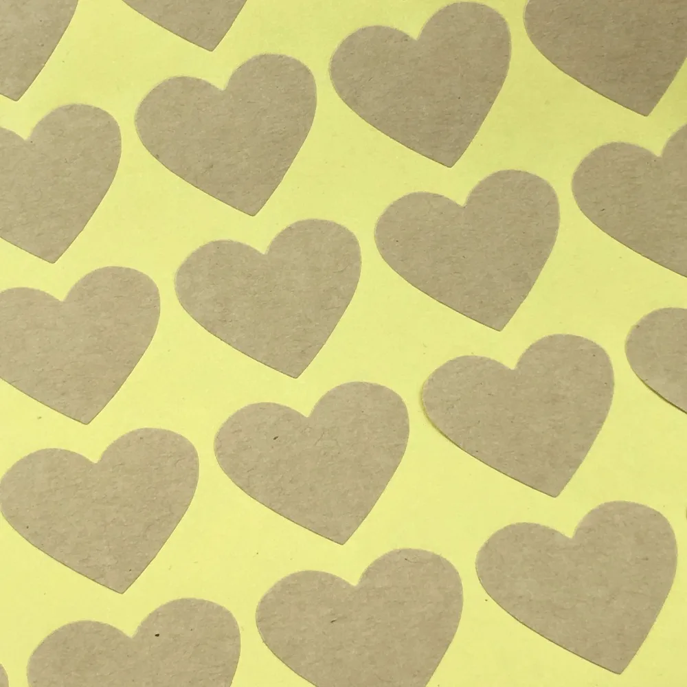 300PCS/Lot 3x2.4cm heart-shaped kraft paper Adhesive Labels sealing Stickers packaging For Jewelry/Box/gift/car/envelope