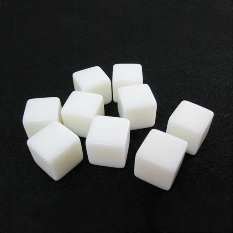 50Pcs 12mm 14mm 16mm 18mm 20mm 25mm Glossy D6 white blank dice Light Plate With Square Angle For Kid DIY Write Painting Graffiti