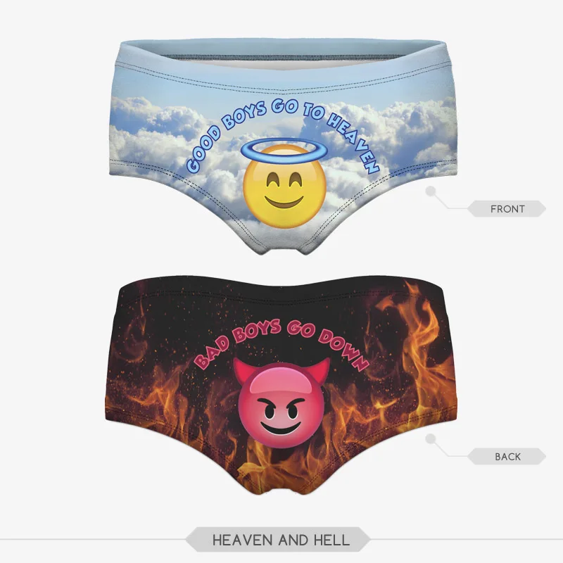 Printed 3D heaven and hell sexy panties Hot Sale Cotton female panties Underwear women Briefs