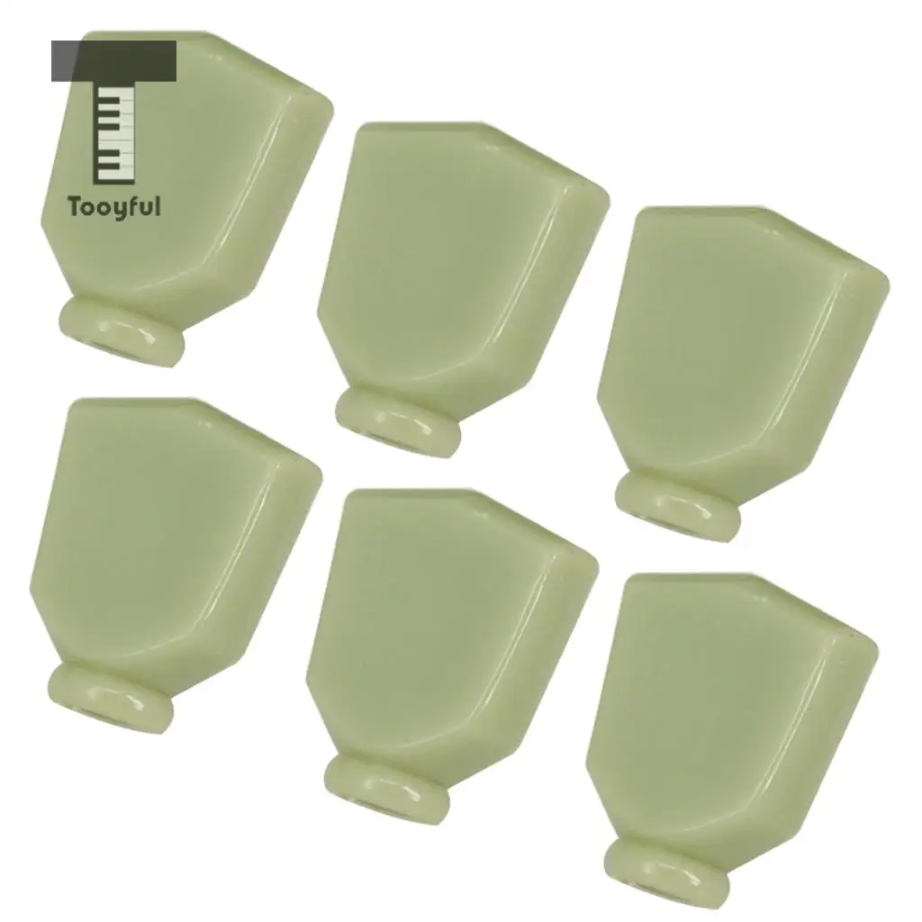 Tooyful 6 Pcs Plastic Jade Green Trapezoid Guitar Tuning Peg Key Tuners Machine Heads Button Knobs Handle Cap