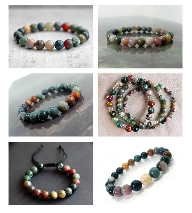 Natural Stone Indian Agates Round Faceted Beads For Jewelry Making 15\