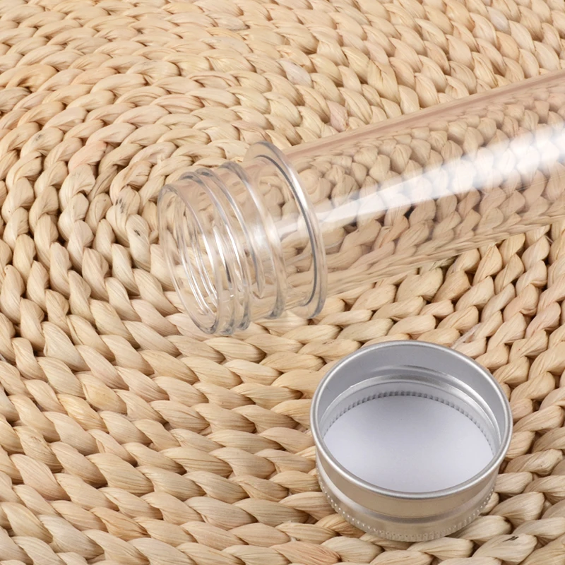 10pcs 30ml 40ml 100ml transparent mask bath salt test plastic tube with aluminum cap empty clear pet cosmetic tube