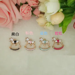 20pc 23*24mm wooden horse rocking horse pendant alloy enamel Carousel charm DIY accessories