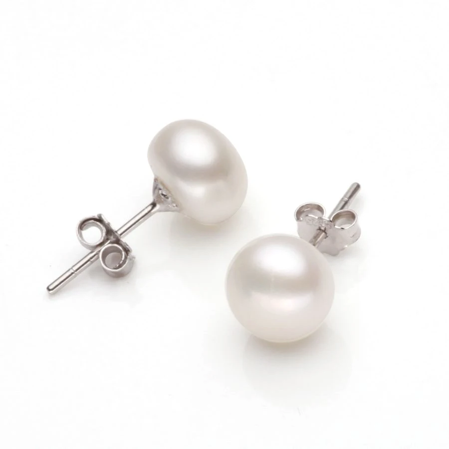 

Latest New Freshwater Pearls Stud Earrings African Earrings For Women Gift Silver Stud Earrings Fashion 2017 Girls WeddingABH465