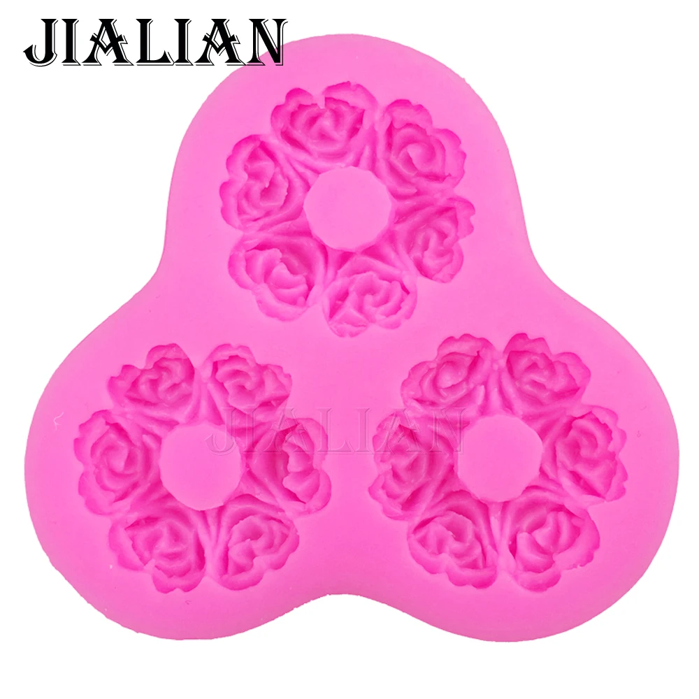 Free shipping wreath Flowers chocolate wedding cake decorating tools DIY baking cooking mould fondant silicone mold T0258