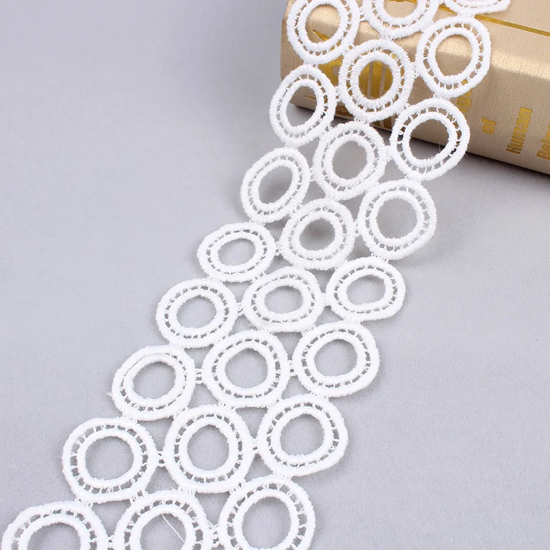 2yards/lot Embroidery White Soluble Lace Trims for Dree Curtain Edge Wrapping Handmade Wedding Party Suit DIY Garments Accessory