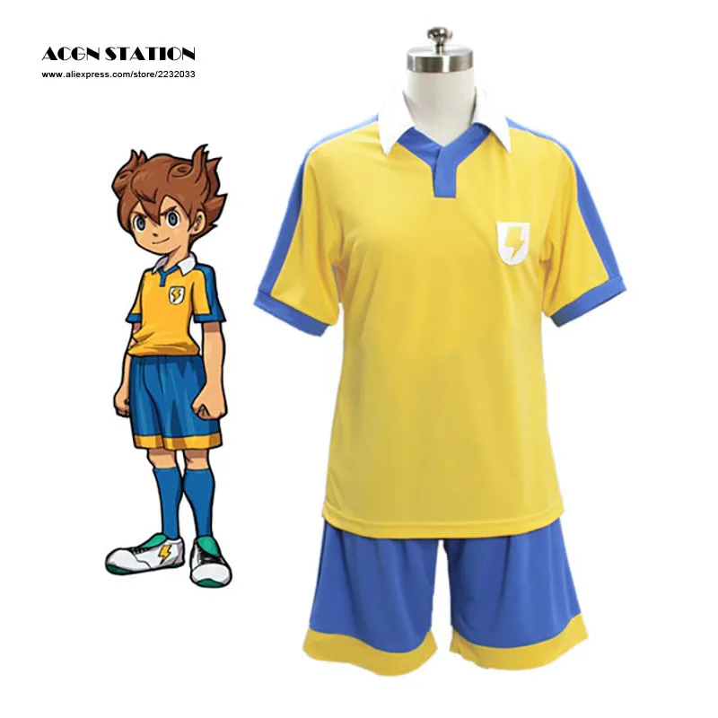 Custom New Inazuma Eleven Raimon School Golden Football Jersey Cosplay Costume Customize costumes for Parties, Halloween