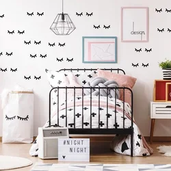 Kids Room Decoration  Eyelash Wall Stickers Cute Baby Room Stickers  Nordic Girl Bedroom Decor