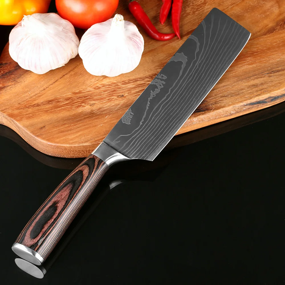 XITUO 7 inch Japan Santoku Chef knife Stainless Steel Imitate Damascus Pattern Kitchen Knife Utility Knife Vegetable Knife