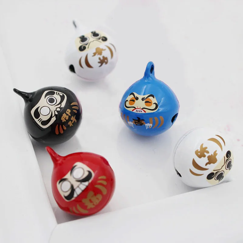 Many Colors Japanese Daruma Doll Wishing Jingle Bells Good Luck Bells Charm Necklace Pendant Accessories Jewelry Craft Findings