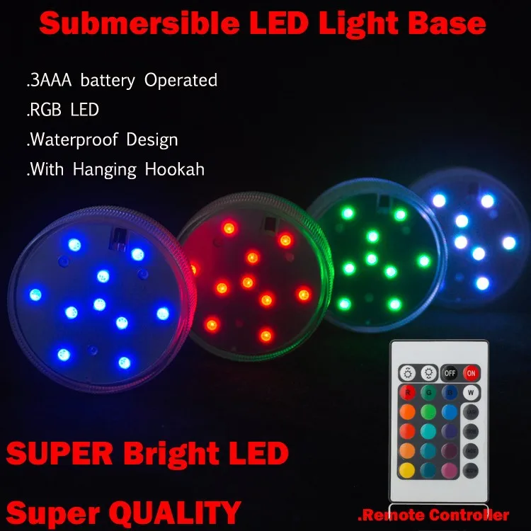 

3AAA Battery Operated IR Remote Controlled 10 Multicolors SMD LED Vase Light,Submersible Led Light,Waterproof Floralyte Light