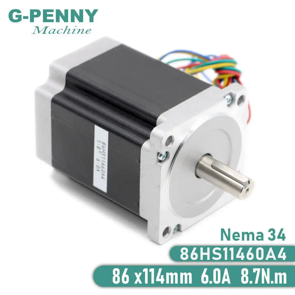 G-PEENY NEMA 34 Stepper Motor 86X114mm 8.7 N.m 6A 14mm Shaft Stepping Motor 1172Oz-in for CNC Laser Engraving Milling Machine