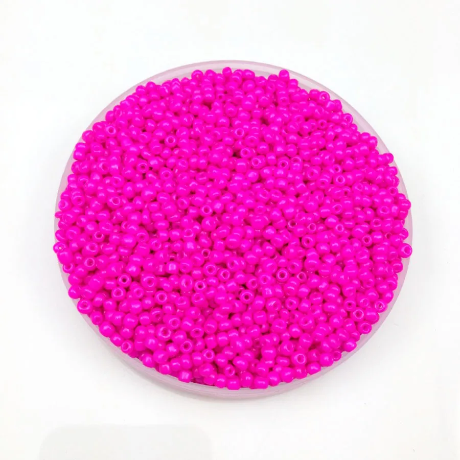 16g 1000X 2mm 12/0 Rose Pink Neon Color Opaque Round Loose Spacer Beads Cezch Glass Seed Beads Handmade Jewelry DIY Garment Bead