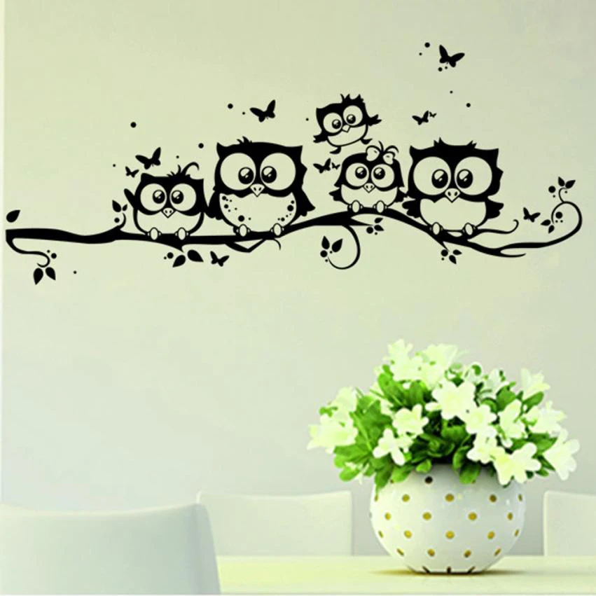 wall sticker tree animals bedroom Owl Butterfly Wall Stickers home decor living room butterfly for kids rooms vinilos paredes 20