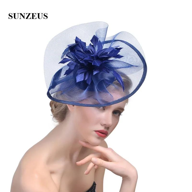 Topi Pernikahan Wanita untuk Bulu Pengantin Aksesoris Pernikahan Tulle Fascinators Topi Pesta Wanita Chapeu Casamento SH35