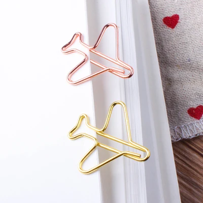 20 Clips Air Plane Cute Rose Gold Paper Clips Decorative Binder Clips Metal Paper Clip