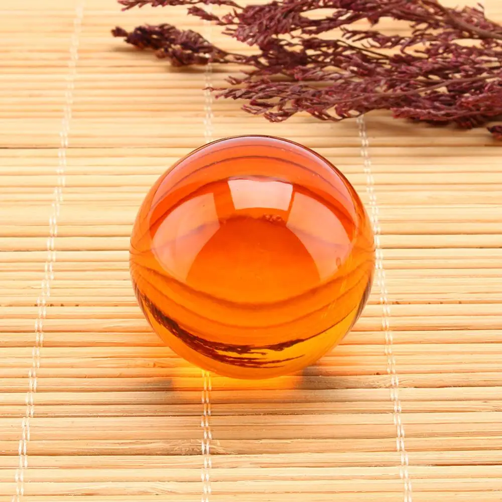 Top Quality Lucky Stone 40mm Amber K9 Crystal Fengshu Sphere Glass Round Ball Carved Birthday Craft For Wedding Home Decoration