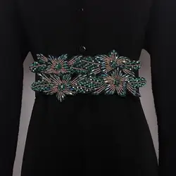 Women's runway fashion diamonds beaded elastic Cummerbunds female Dress Corsets Waistband Belts decoration wide belt R1696