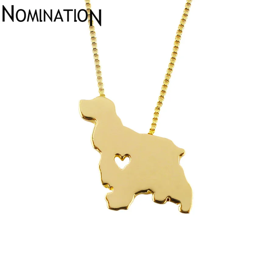 Cocker Spaniel dog necklace animal pendant jewelry golden colors plated