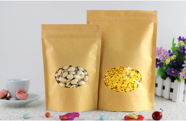 

Пакеты из крафт-бумаги с застежкой-молнией для еды, чая, орехов, кофе, 15*22 + 4 см, 100 шт.