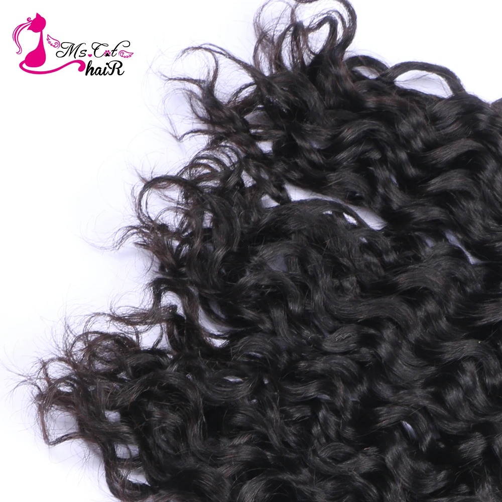 Ms Cat Hair 10''-26'' Brazilian Water Wave 3 Bundles 100% Human Hair Bundles Extensions Natural Color Remy Hair Weft Can Be Dyed