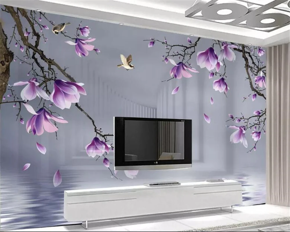 

beibehang Custom 3D Photo Wallpaper HD hand painted magnolia bird Wall Mural Wallpaper For Living Room Bedroom 3d wallpaper