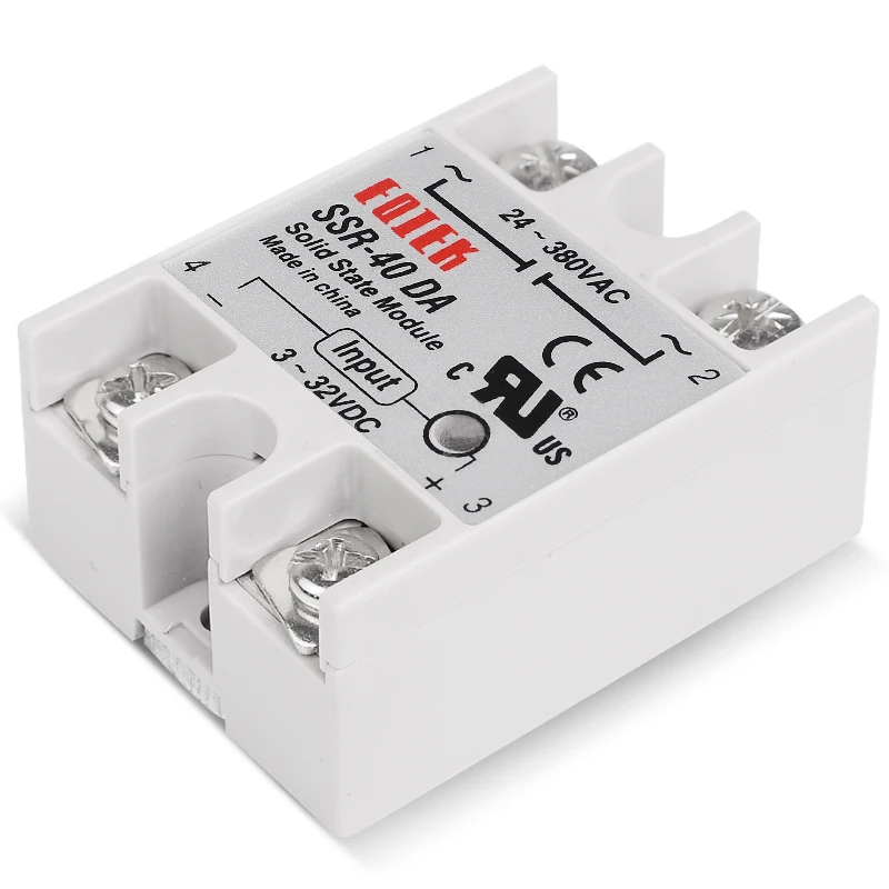 Solid State Relay DC-AC 10A 25A 40A Voltage 12V 3-32V DC TO 220V 24-380V AC Load Single Phase SSR for Temperature Controller