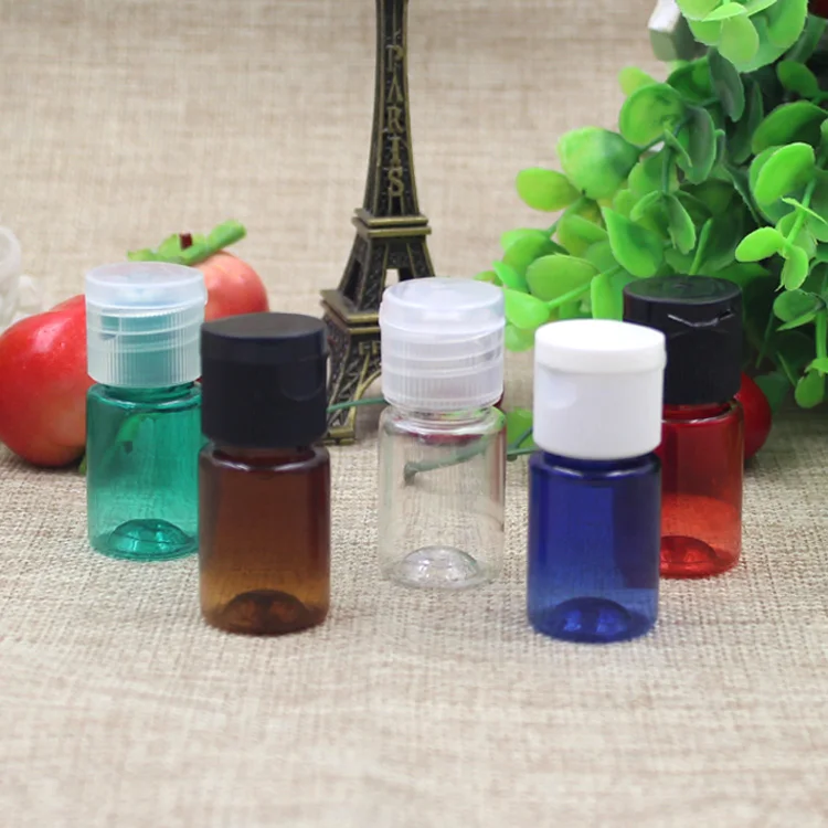 

100pcs/lot 5ml Colored PET Bottles w/ Flip Top small plastic jars with lids cosmetic tube packaging Sample Mini Bottle