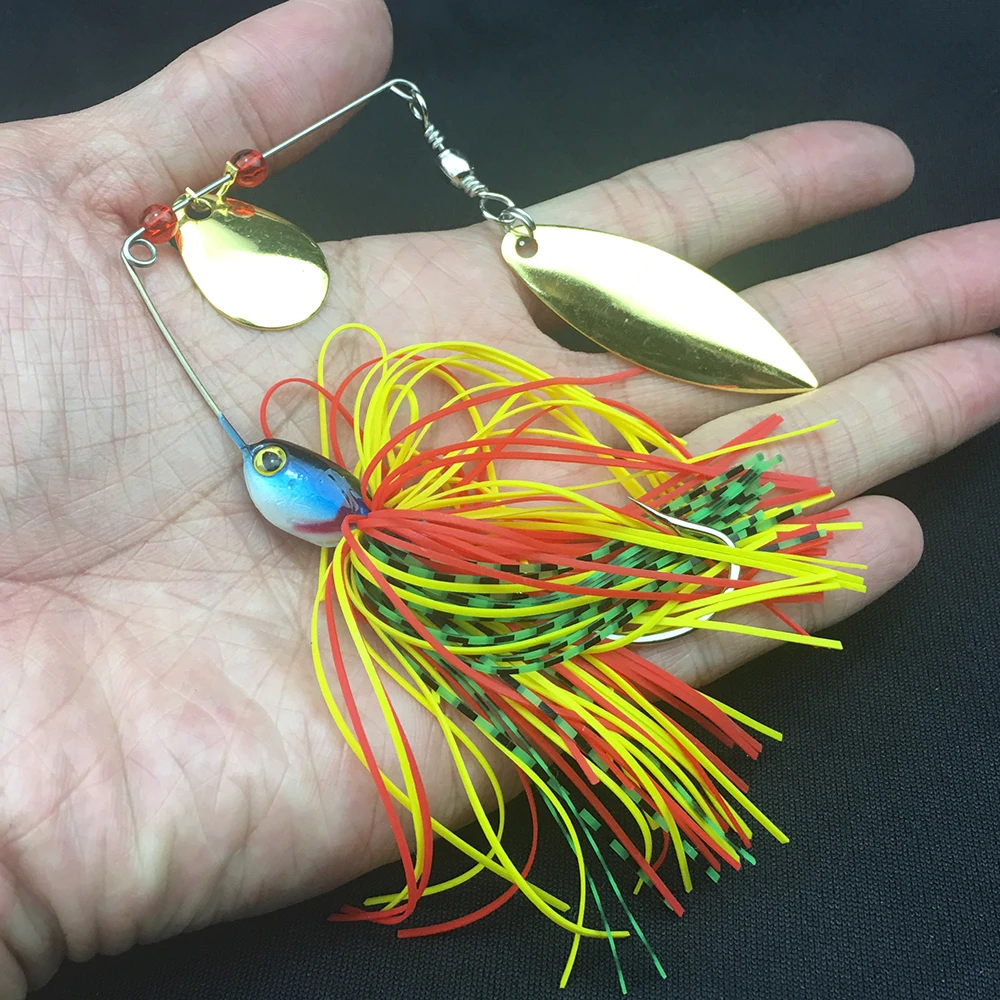 17g 19g spinner señuelo de pesca cebo cuchara Swisher Buzzbait Bass Minnow manivela Jig Head Spin Wire cebo aparejos anzuelos de púas pesca