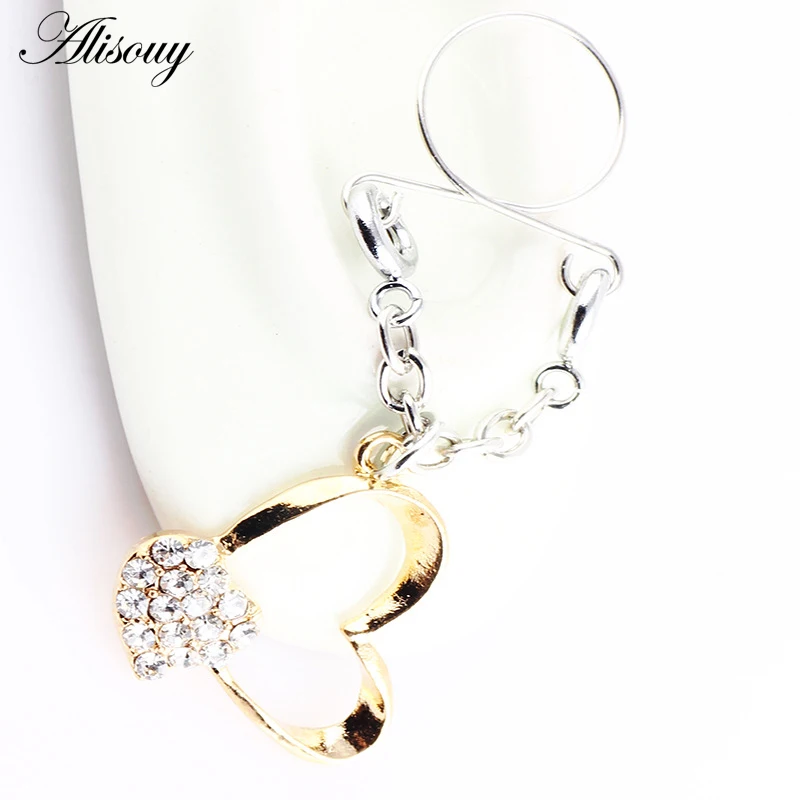 Alisouy 2pcs/lot Heart Religious Nipple Rings Fake Piercing Women Nipple Clamps Non-piercing Clip on Nipple Pircing Body Jewelry