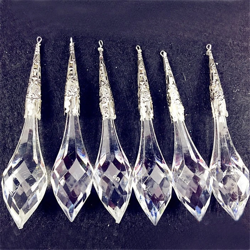 6pc/lot 10cm Acrylic Icicle Wedding Decoration Hanging Drop Christmas ornament Accessories Transparent Diamond