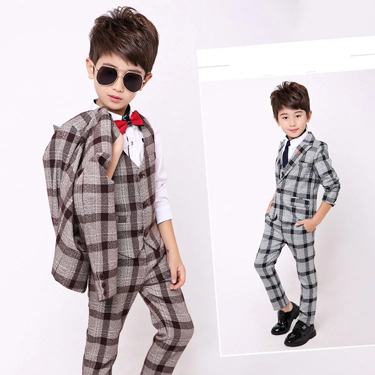 2019 Spring Flower Boys Formal Blazer Clothing Set Kids Jacket Vest Pants 3Pcs Wedding Tuxedo Suit Children Birthday Costume