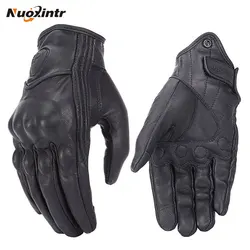 Motorcycle Gloves Pursuit Perforated Real Leather Leather Touch Screen Men Women Moto Waterproof Gloves Motocross Glove