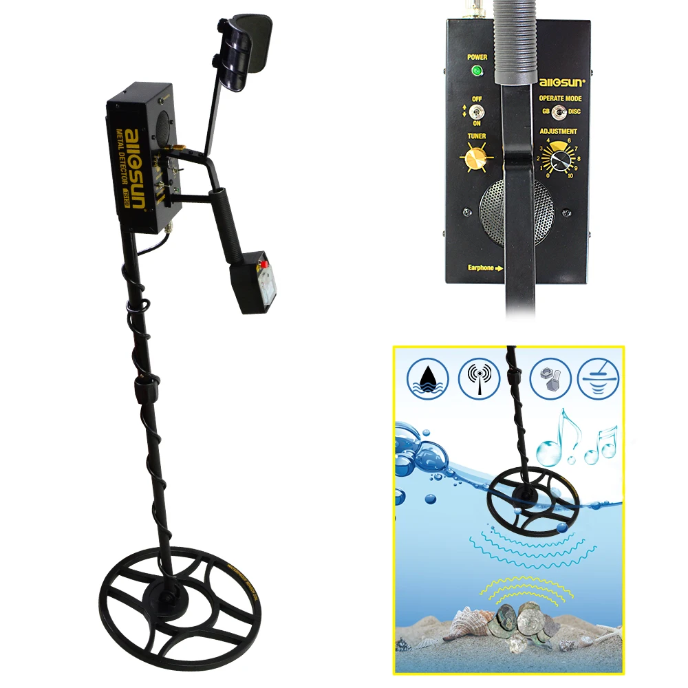 ALLOSUN TS130 Metal Detector Underground with iron box Gold Metal Detector Treasure Hunter