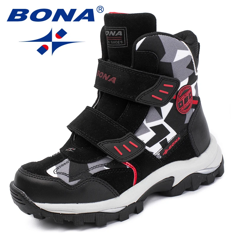 BONA New Popular Style Children Boots Hook & Loop Boys Winter Shoes Round Toe Girls Ankle Boots Comfortable Fast Free Shipping