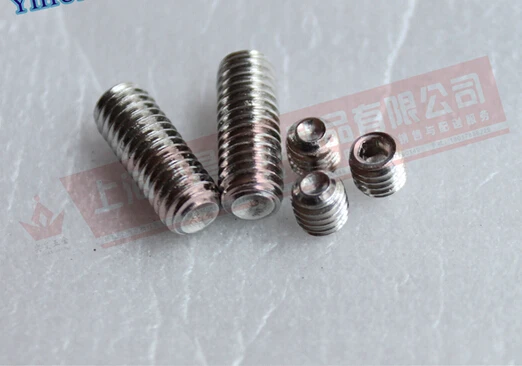 

M4*6 304 stainless steel hexagonal screw concave side set include top silk headless screw DIN916 GB80