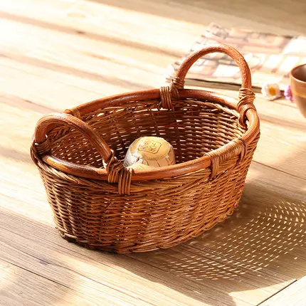 

Rattan desktop storage basket snack fruit bowl box remote control storage basket handmade bread basket