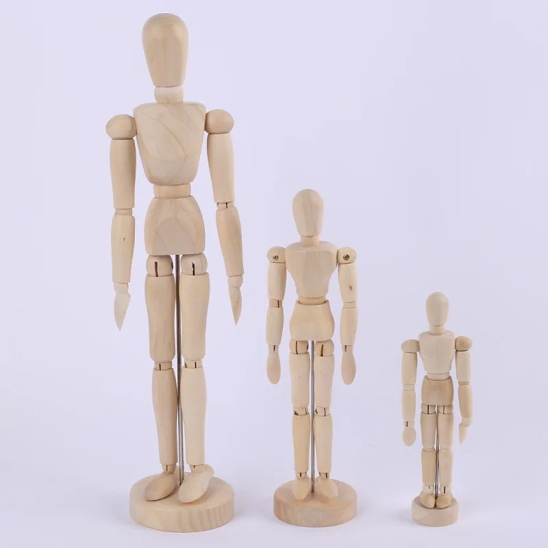 Wooden Crafts Home Decor Figurines Wooden Joints Puppets Flexible Human Model Home Decoration Painting Sketch 11/14/20/30/40cm