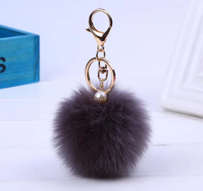 Fur Key chain Cute Car Bag keychain Pom Pom 13 colors 8cm Ball  Bag charm Key Ring Mujer for women gift Jewelry 16001