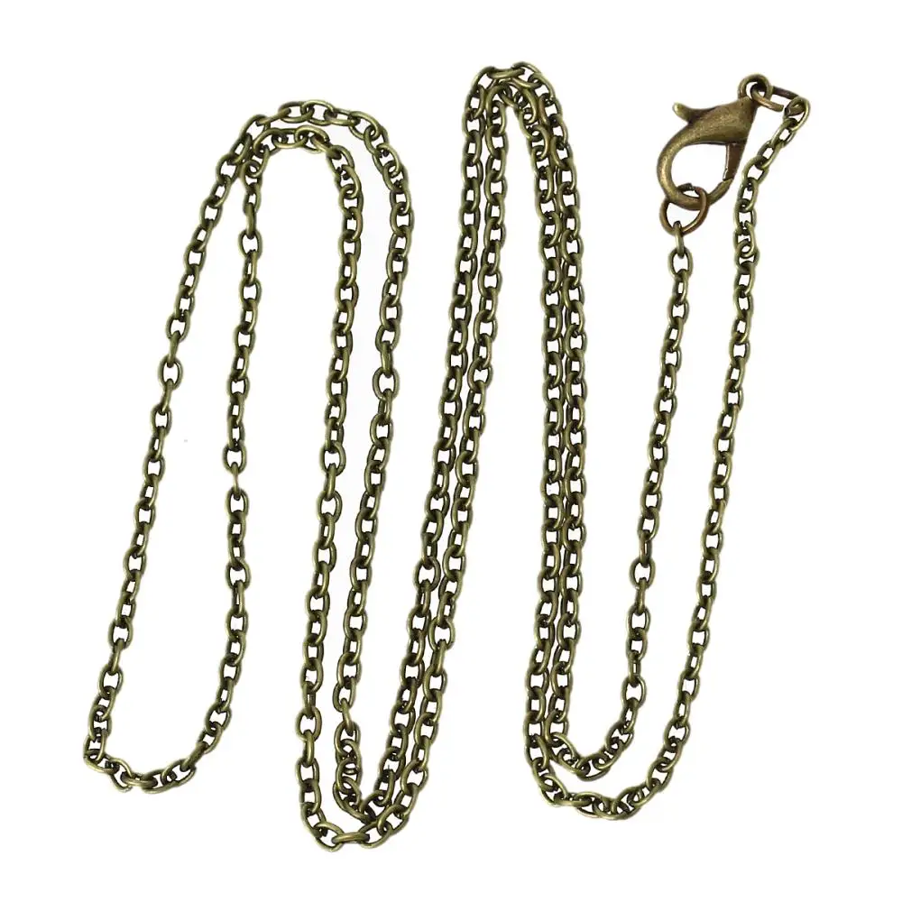 12PCs DoreenBeads Fashion Jewelry Chain Necklace Antique Bronze Color Cable Chains Lobster Clasps DIY Jewelry Findings 62cm long